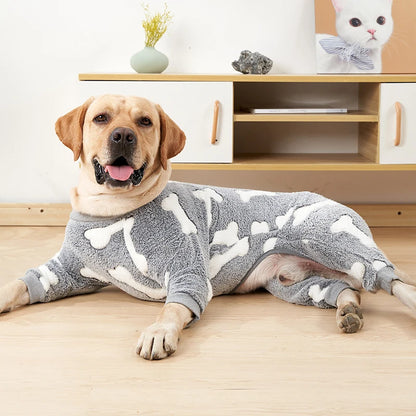 Dog Pajamas Jumpsuit - Warm Fleece Four-Legged Winter Outfit for Medium Large Dogs - ZOOMNSTORE