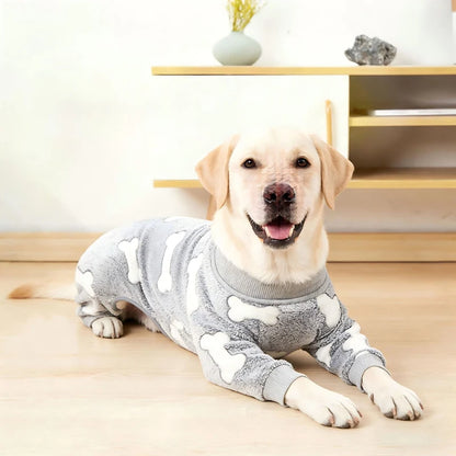 Dog Pajamas Jumpsuit - Warm Fleece Four-Legged Winter Outfit for Medium Large Dogs - ZOOMNSTORE