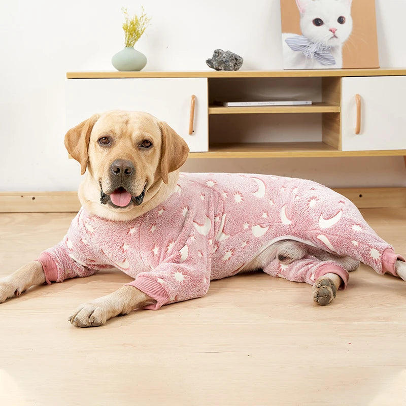 Dog Pajamas Jumpsuit - Warm Fleece Four-Legged Winter Outfit for Medium Large Dogs - ZOOMNSTORE