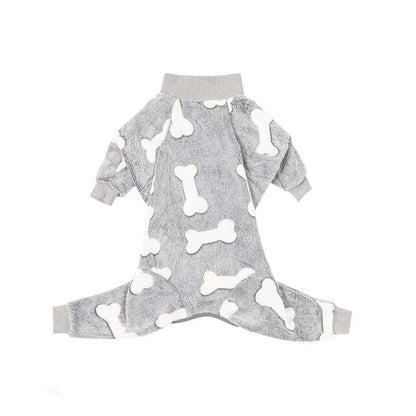 Dog Pajamas Jumpsuit - Warm Fleece Four-Legged Winter Outfit for Medium Large Dogs - ZOOMNSTORE