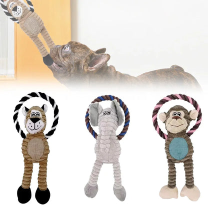 Dog Plush Toys - Squeaky Interactive Pet Chew Toy | Bite Resistant Soft Animal Shapes - ZOOMNSTORE