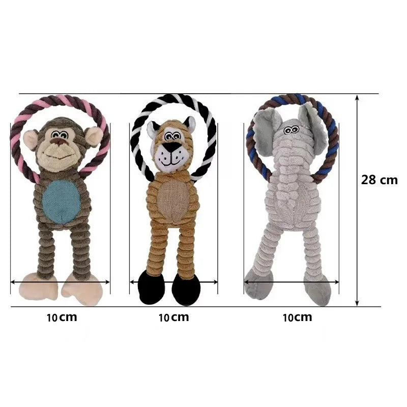 Dog Plush Toys - Squeaky Interactive Pet Chew Toy | Bite Resistant Soft Animal Shapes - ZOOMNSTORE