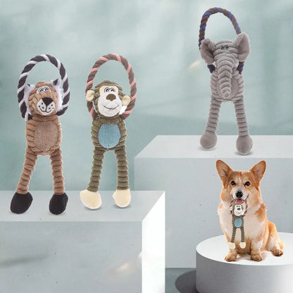 Dog Plush Toys - Squeaky Interactive Pet Chew Toy | Bite Resistant Soft Animal Shapes - ZOOMNSTORE