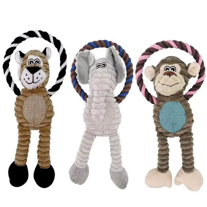 Dog Plush Toys - Squeaky Interactive Pet Chew Toy | Bite Resistant Soft Animal Shapes - ZOOMNSTORE