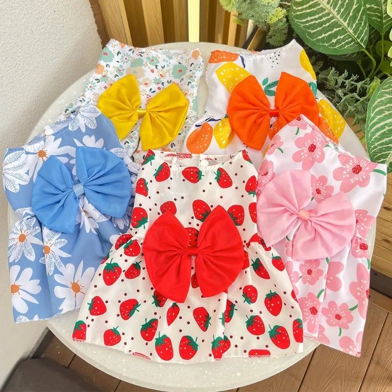 Cute Dog Princess Dress - Spring Summer Bow Lace Skirt for Small Medium Puppies - ZOOMNSTORE
