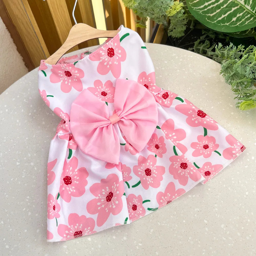 Cute Dog Princess Dress - Spring Summer Bow Lace Skirt for Small Medium Puppies - ZOOMNSTORE