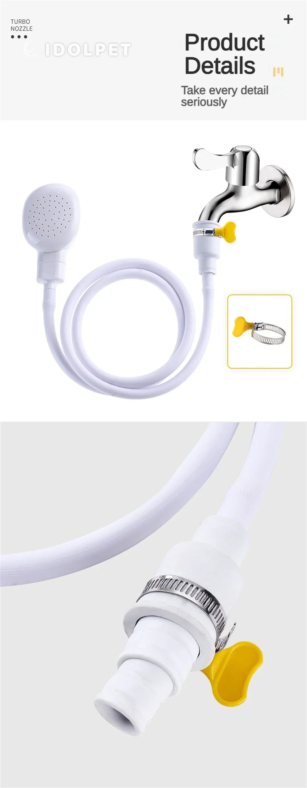Dog Shower Attachment - Portable Pet Shower with Adjustable Hose Clamp & Bath Head Spray - ZOOMNSTORE