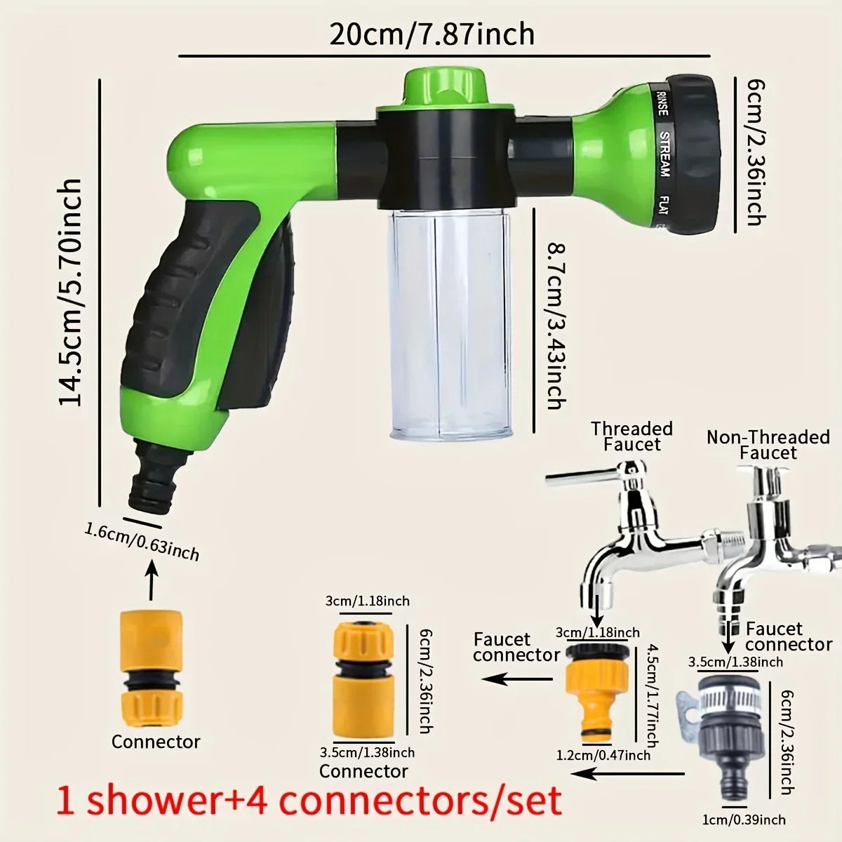Dog Shower Sprayer - 5pcs High Pressure Hose Nozzle With Adjustable Water Flow - ZOOMNSTORE