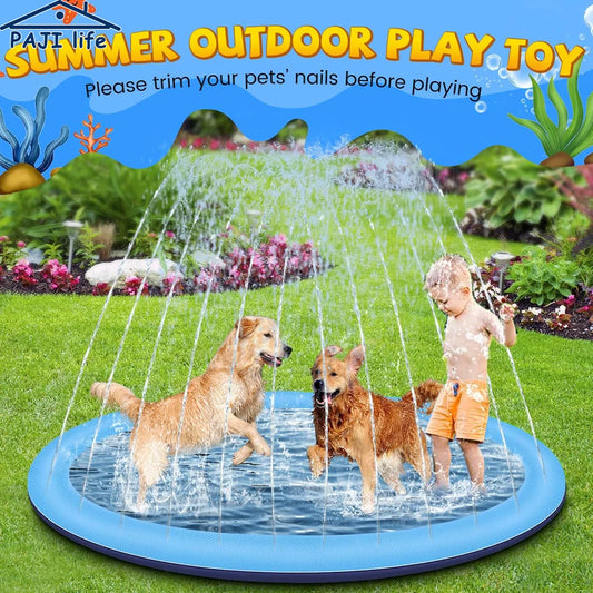 Dog Splash Pad - Outdoor Water Play Mat  Sprinkler Toy for Kids and Pets - ZOOMNSTORE