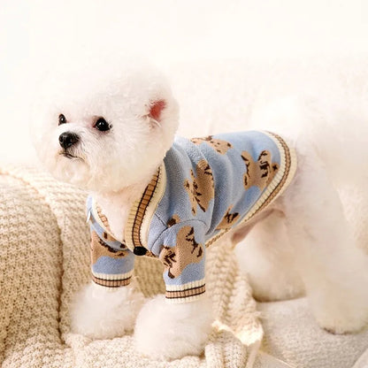 Luxury Striped Dog Sweater - Warm Cardigan for Chihuahua  Bichon Frise - ZOOMNSTORE