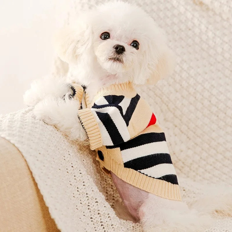 Luxury Striped Dog Sweater - Warm Cardigan for Chihuahua  Bichon Frise - ZOOMNSTORE