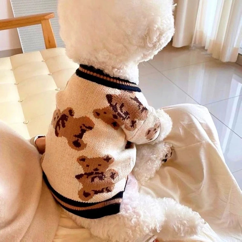 Luxury Striped Dog Sweater - Warm Cardigan for Chihuahua  Bichon Frise - ZOOMNSTORE