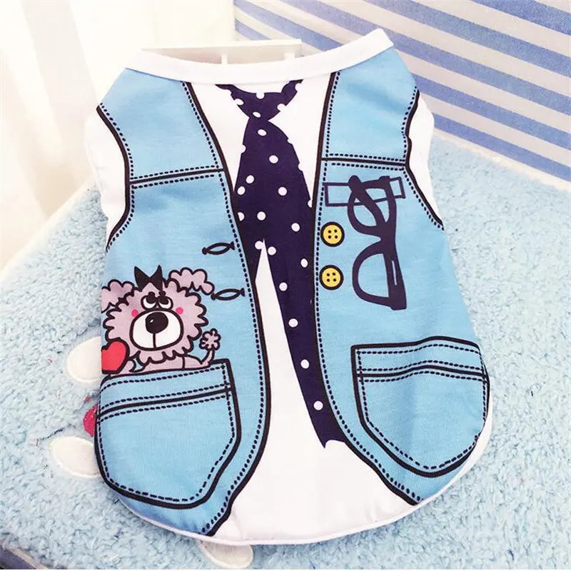 Cartoon Dog Vest - Soft Summer T-Shirt for Small Pets - ZOOMNSTORE