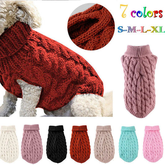 Small Dog Sweater - Warm Knitted Autumn Winter Clothing - ZOOMNSTORE