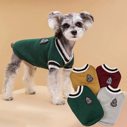 Winter Dog Sweater - V-neck Knitwear for Small Dogs and Puppies - ZOOMNSTORE