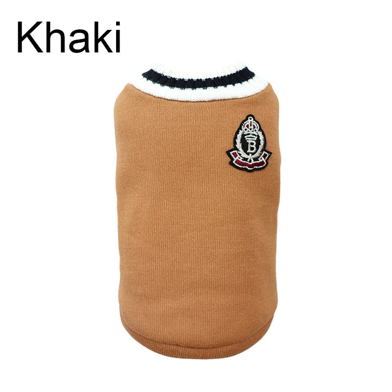 Winter Dog Sweater - V-neck Knitwear for Small Dogs and Puppies - ZOOMNSTORE