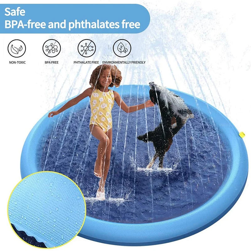 Inflatable Dog Splash Pad - 170cm Summer Water Mat for Pets and Kids - ZOOMNSTORE
