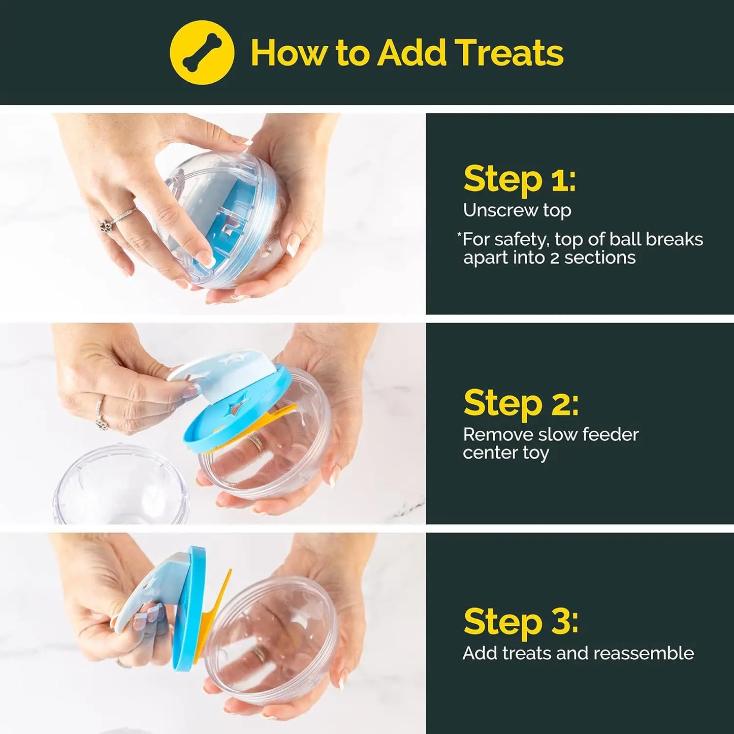 Interactive Dog Treat Dispenser Ball - 4 Slow Feeder Toy - ZOOMNSTORE