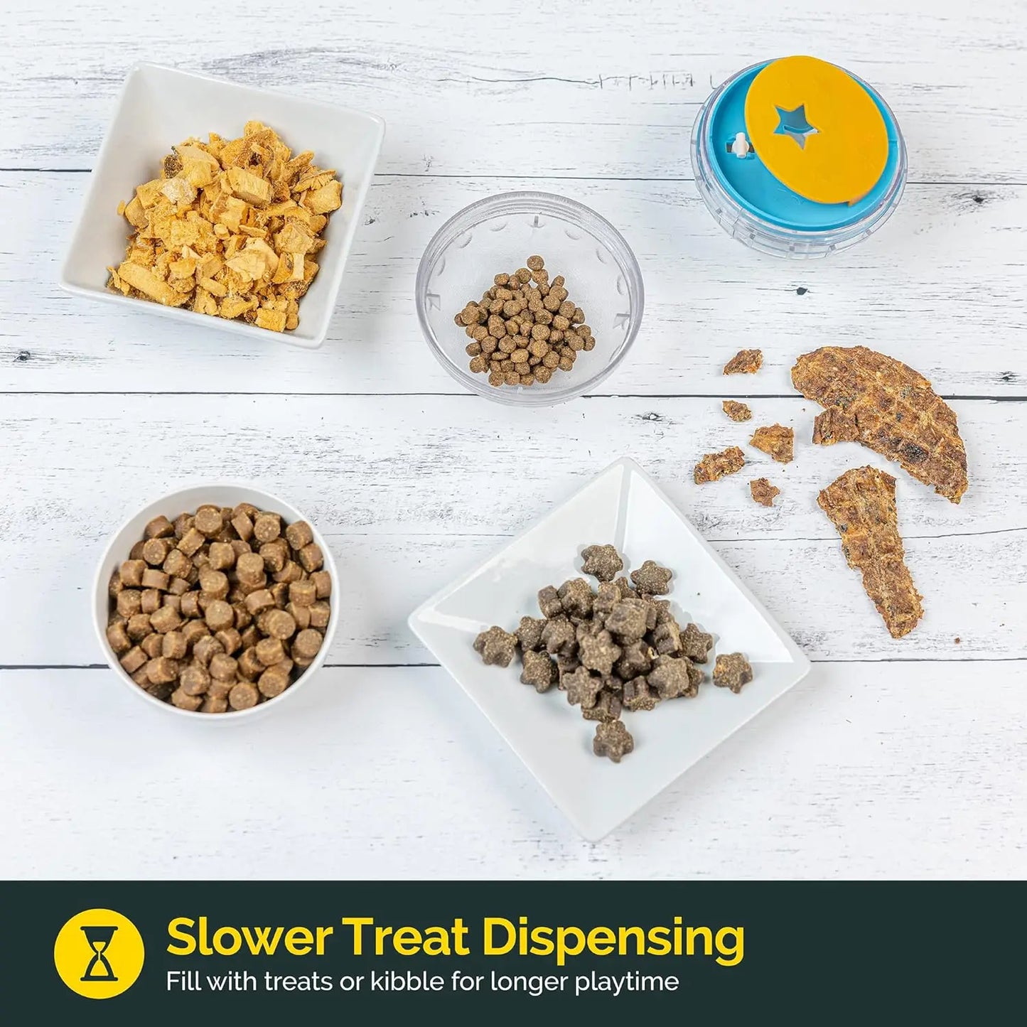 Interactive Dog Treat Dispenser Ball - 4 Slow Feeder Toy - ZOOMNSTORE