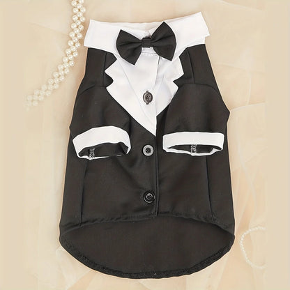 Formal Dog Shirt with Bow Tie - Wedding Outfit for Small Dogs - ZOOMNSTORE