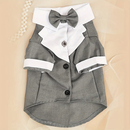 Formal Dog Shirt with Bow Tie - Wedding Outfit for Small Dogs - ZOOMNSTORE