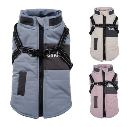 Dog Windbreaker Jacket - Waterproof Fleece Coat with Dual D Leash Attachment - ZOOMNSTORE