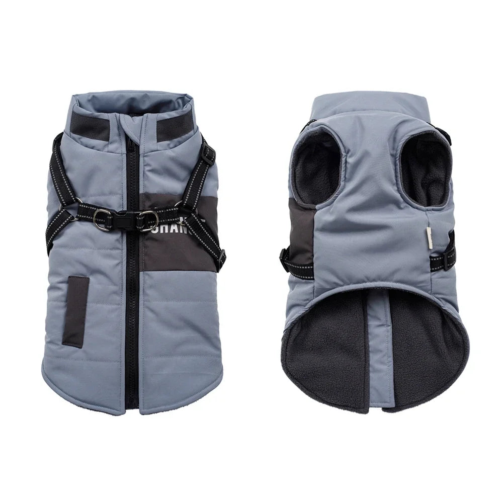 Dog Windbreaker Jacket - Waterproof Fleece Coat with Dual D Leash Attachment - ZOOMNSTORE