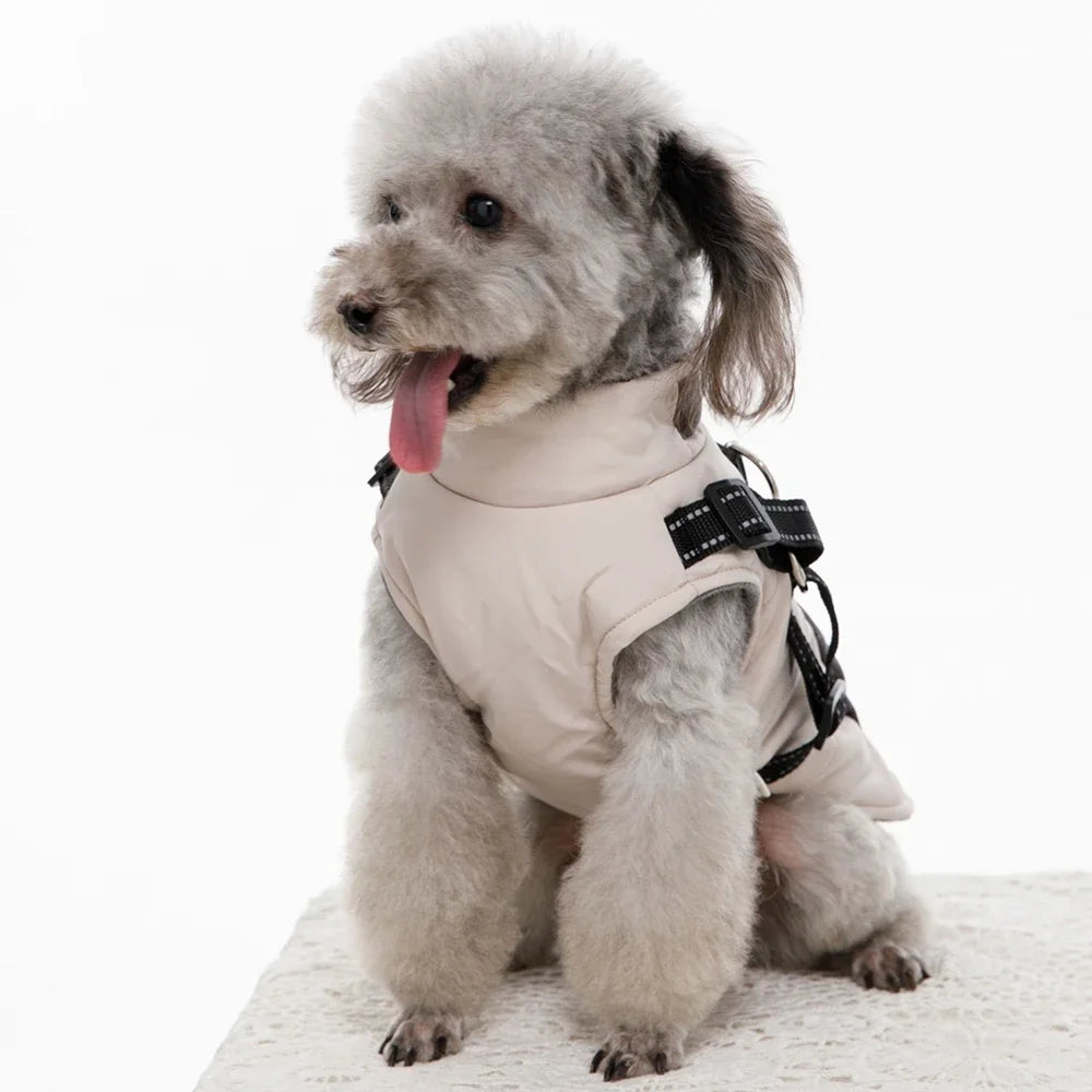 Dog Windbreaker Jacket - Waterproof Fleece Coat with Dual D Leash Attachment - ZOOMNSTORE