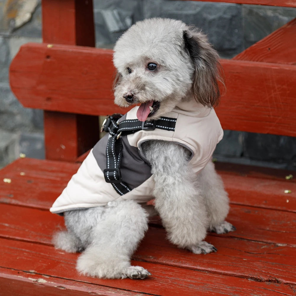 Dog Windbreaker Jacket - Waterproof Fleece Coat with Dual D Leash Attachment - ZOOMNSTORE