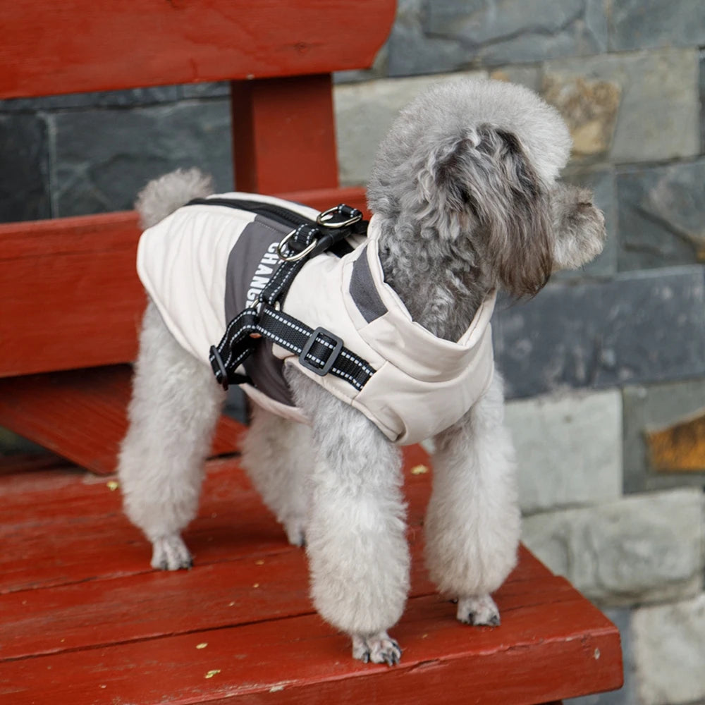 Dog Windbreaker Jacket - Waterproof Fleece Coat with Dual D Leash Attachment - ZOOMNSTORE