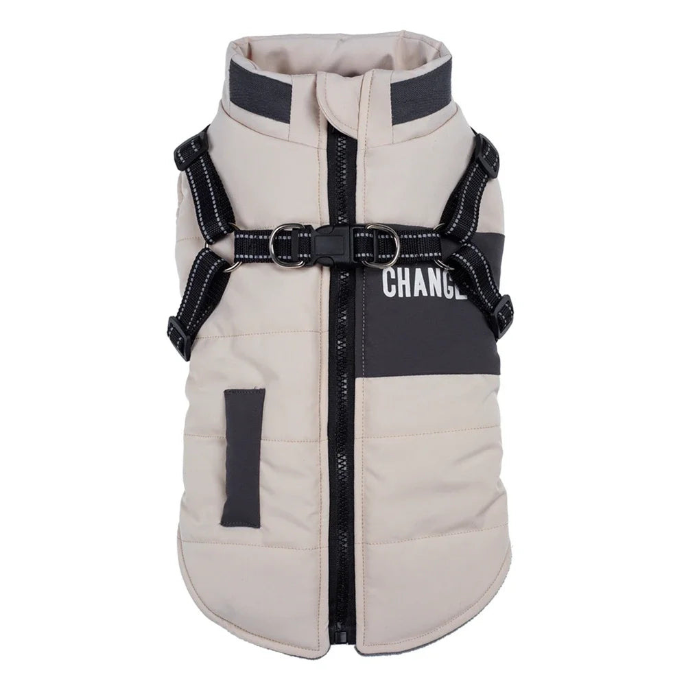 Dog Windbreaker Jacket - Waterproof Fleece Coat with Dual D Leash Attachment - ZOOMNSTORE