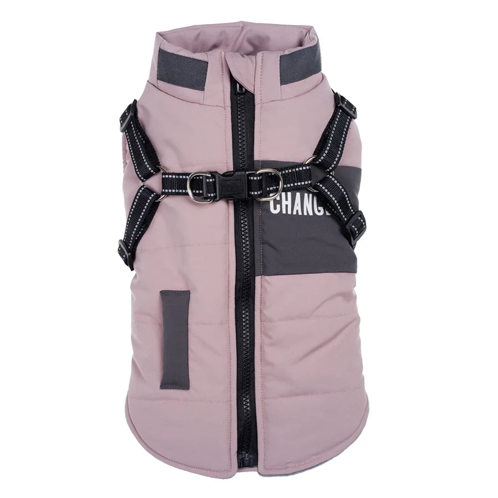 Dog Windbreaker Jacket - Waterproof Fleece Coat with Dual D Leash Attachment - ZOOMNSTORE