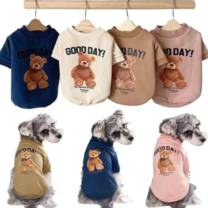 Winter Dog Pullover - Cute Bear Pattern Sweatshirt for Small Medium Pets - ZOOMNSTORE