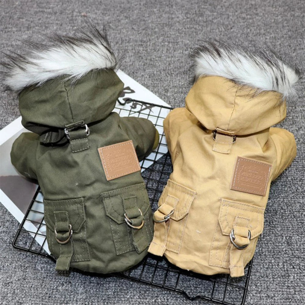 Dog Winter Jacket - Windproof Outdoor Pet Coat With Harness & Plush Lined Vest - ZOOMNSTORE