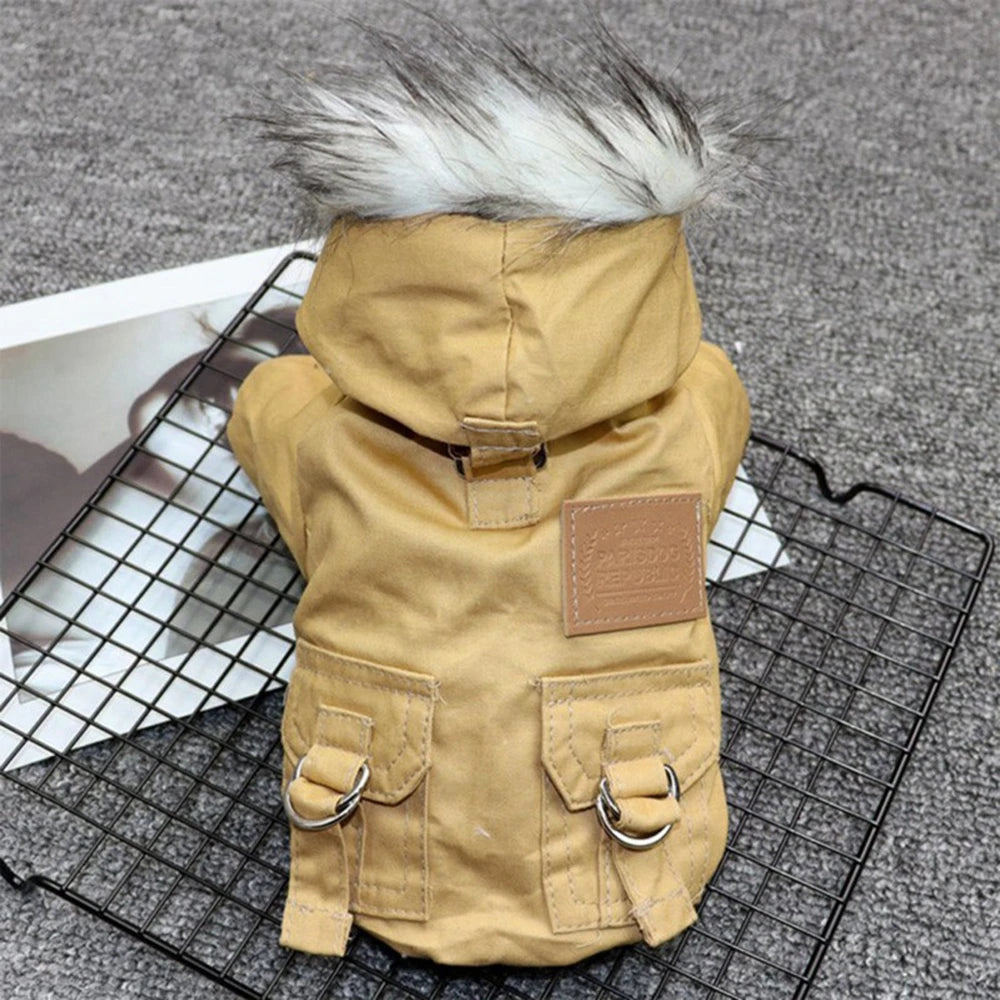 Dog Winter Jacket - Windproof Outdoor Pet Coat With Harness & Plush Lined Vest - ZOOMNSTORE