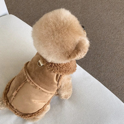 Dog Winter Vest - Warm Wool Dogwear Small Medium Dog Coat With Traction Buckle - ZOOMNSTORE