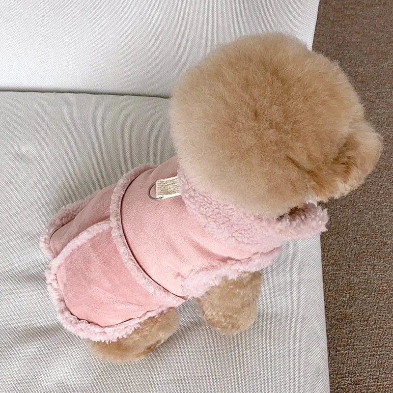 Dog Winter Vest - Warm Wool Dogwear Small Medium Dog Coat With Traction Buckle - ZOOMNSTORE