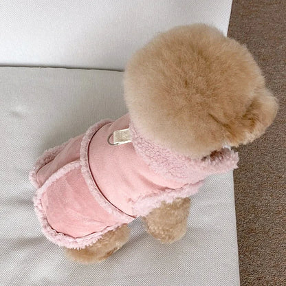 Dog Winter Vest - Warm Wool Dogwear Small Medium Dog Coat With Traction Buckle - ZOOMNSTORE