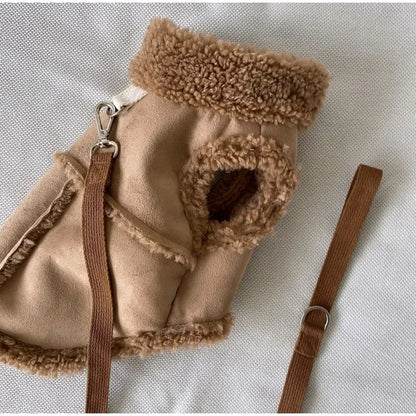 Dog Winter Vest - Warm Wool Dogwear Small Medium Dog Coat With Traction Buckle - ZOOMNSTORE