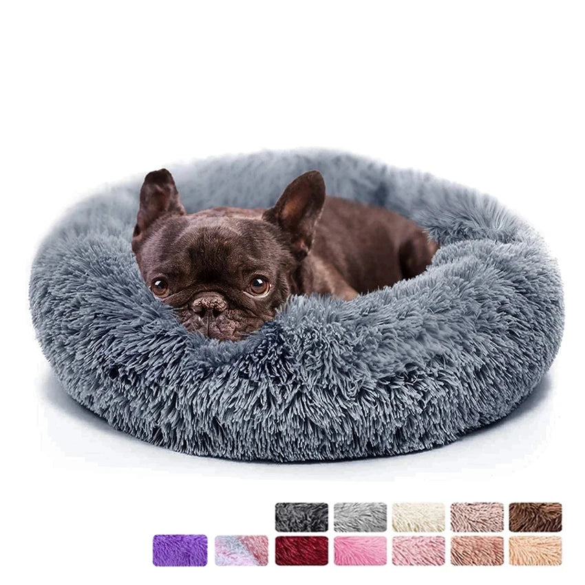Donut Dog Bed - Soft Plush Pet Bed With Raised Rim, Warm Washable Cushion - ZOOMNSTORE