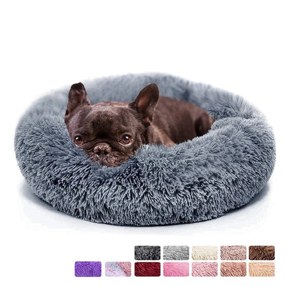 Donut Dog Bed - Soft Plush Pet Bed With Raised Rim, Warm Washable Cushion - ZOOMNSTORE