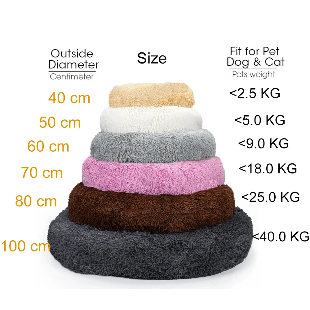 Donut Dog Bed - Soft Plush Pet Bed With Raised Rim, Warm Washable Cushion - ZOOMNSTORE