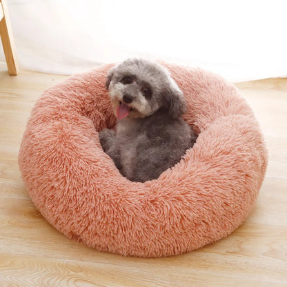 Donut Dog Bed - Soft Plush Pet Bed With Raised Rim, Warm Washable Cushion - ZOOMNSTORE