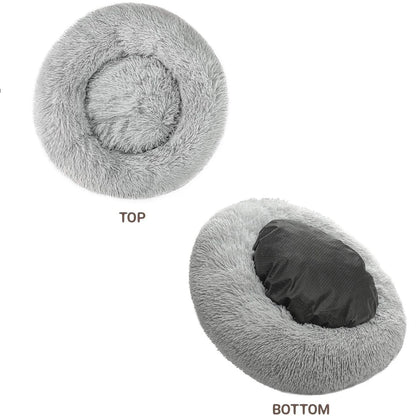 Donut Dog Bed - Soft Plush Pet Bed With Raised Rim, Warm Washable Cushion - ZOOMNSTORE