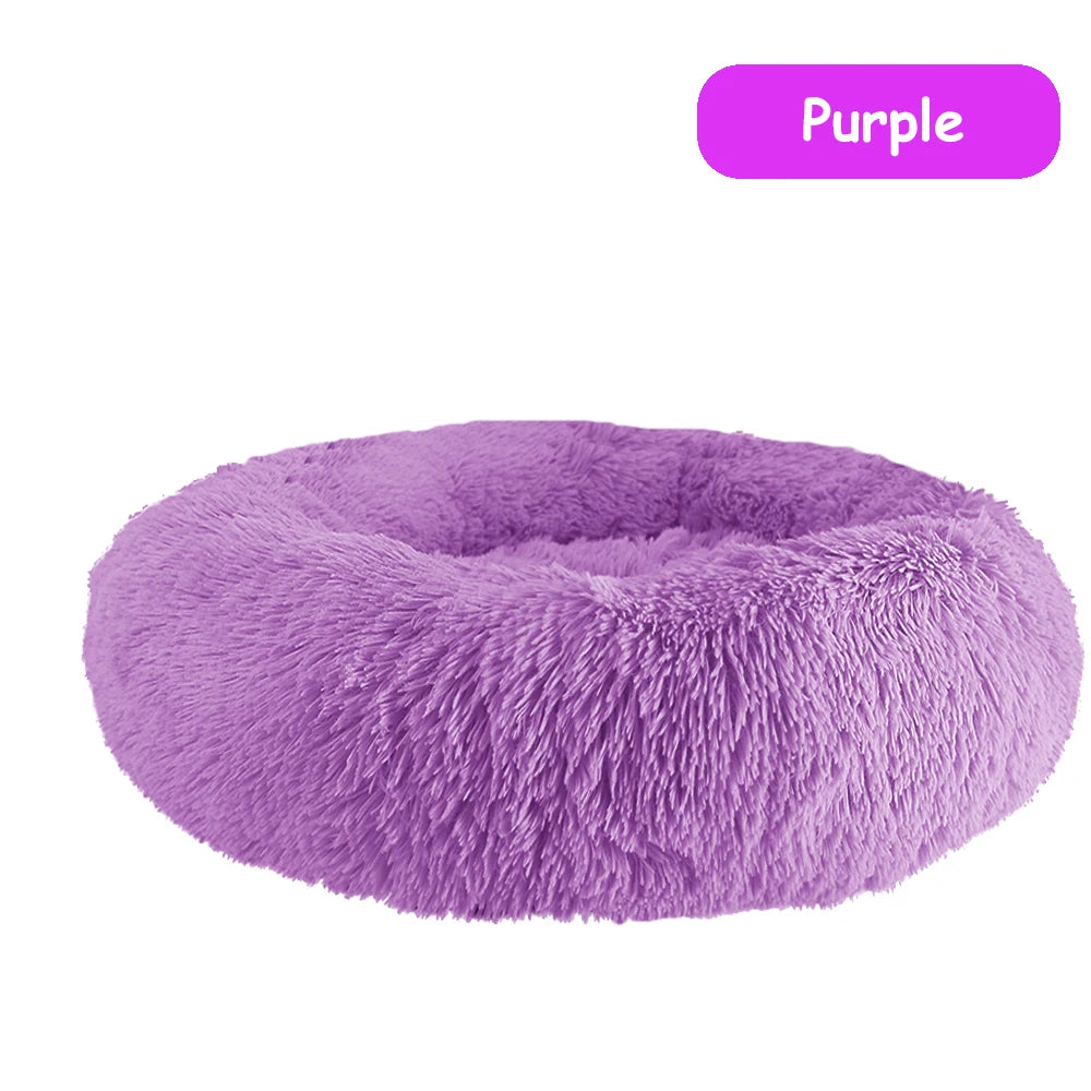 Donut Dog Bed - Soft Plush Pet Bed With Raised Rim, Warm Washable Cushion - ZOOMNSTORE