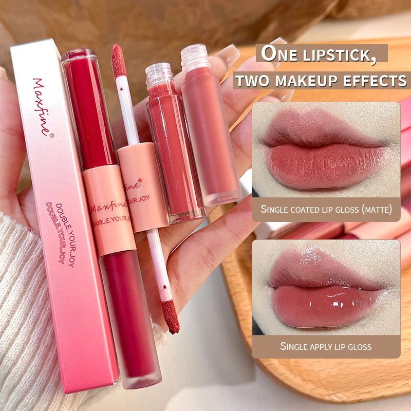 Double Headed Matte Lip Glaze - Long Lasting Waterproof Lipstick for Daily Use - ZOOMNSTORE