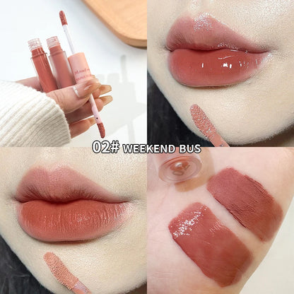 Double Headed Matte Lip Glaze - Long Lasting Waterproof Lipstick for Daily Use - ZOOMNSTORE