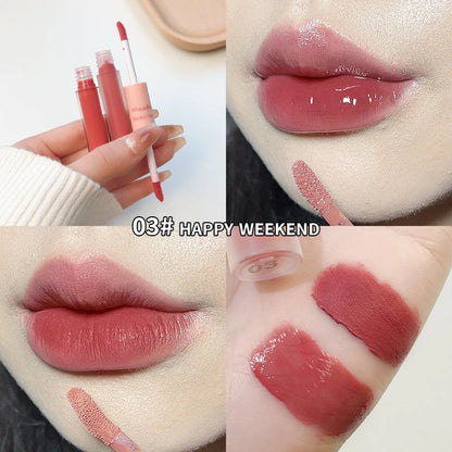 Double Headed Matte Lip Glaze - Long Lasting Waterproof Lipstick for Daily Use - ZOOMNSTORE