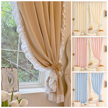 Double Layer Blackout Lace Curtains - Sheer Drapes for Living Room  Bedroom - ZOOMNSTORE