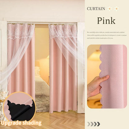 Double Layer Blackout Lace Curtains - Sheer Drapes for Living Room  Bedroom - ZOOMNSTORE